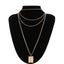 Multilayer Square Rose Pattern Necklace Pendant Necklaces Ingemark Official Store Golden Color