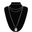 Multilayer Square Rose Pattern Necklace Pendant Necklaces Ingemark Official Store Silver Color