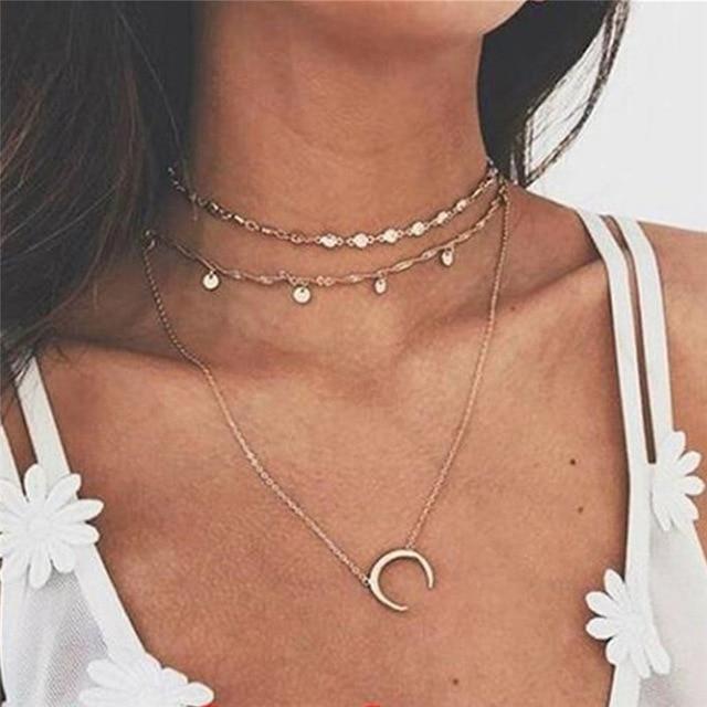 Multilayer Vintage Pendant Necklace Chain Necklaces IF ME Official Store FDY331