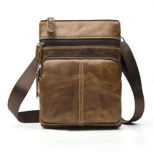 Natural Flap Shoulder Genuine Leather Crossbody Bags for Men Crossbody Bags Westal Store 701BI yellow coffee 16cm