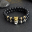 Natural Stone Beads Men Bracelets with Leopard Design Strand Bracelets HelloLeo
