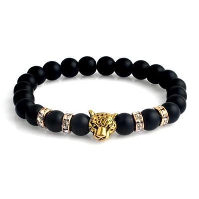 Natural Stone Beads Men Bracelets with Leopard Design Strand Bracelets HelloLeo B020096