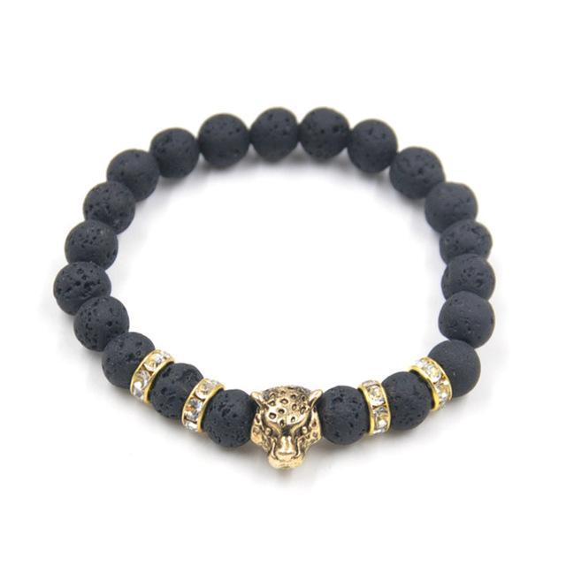 Natural Stone Beads Men Bracelets with Leopard Design Strand Bracelets HelloLeo B020097