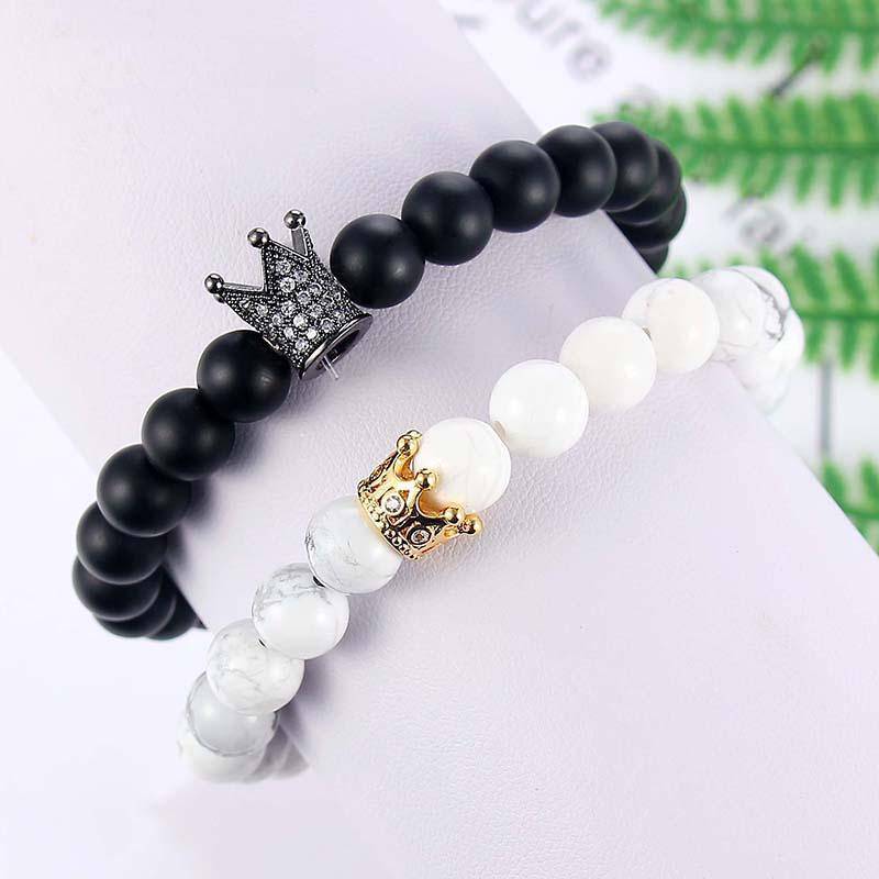 Natural Stone Bracelet with Crown Design Strand Bracelets The home of beautiful ornaments