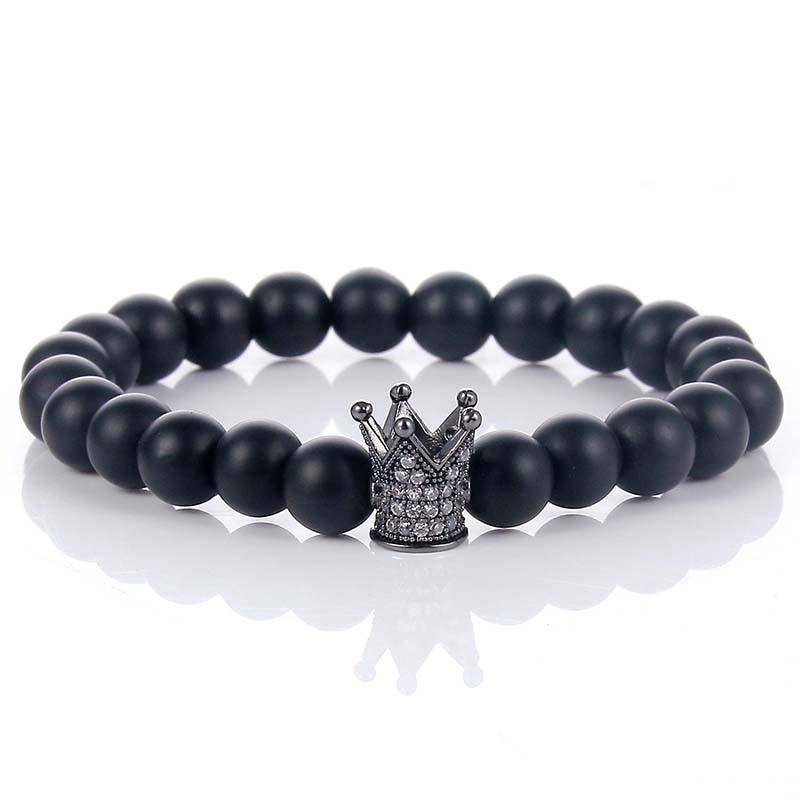 Natural Stone Bracelet with Crown Design Strand Bracelets The home of beautiful ornaments