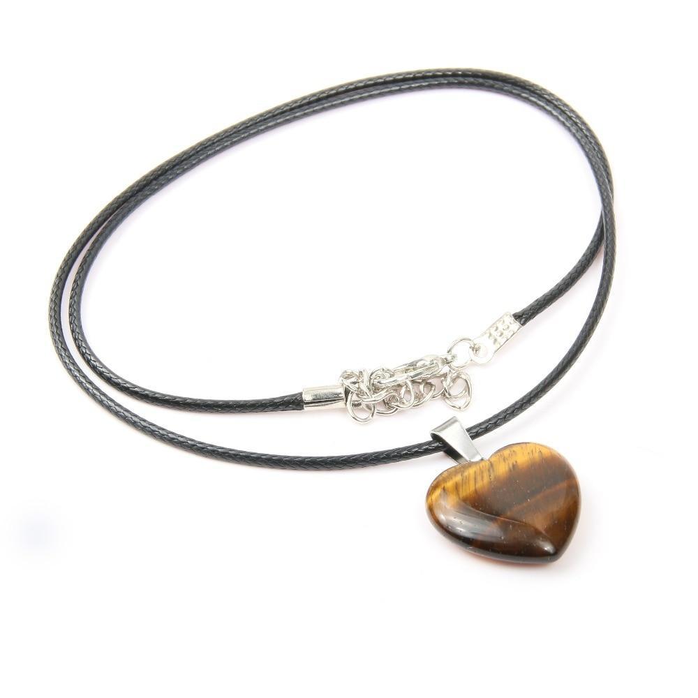 Natural Stone Heart Shape Necklace Pendant Necklaces Hi Beads Store
