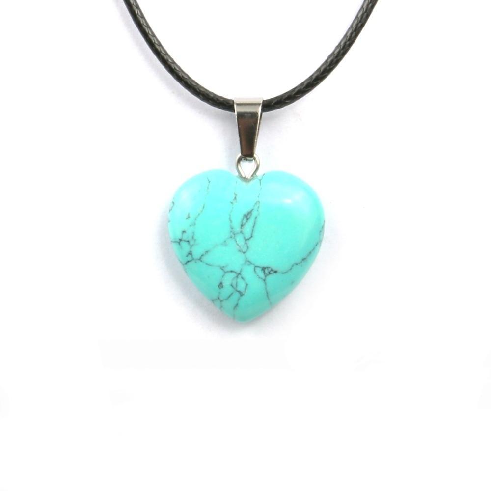 Natural Stone Heart Shape Necklace Pendant Necklaces Hi Beads Store