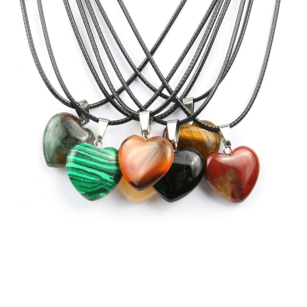 Natural Stone Heart Shape Necklace Pendant Necklaces Hi Beads Store