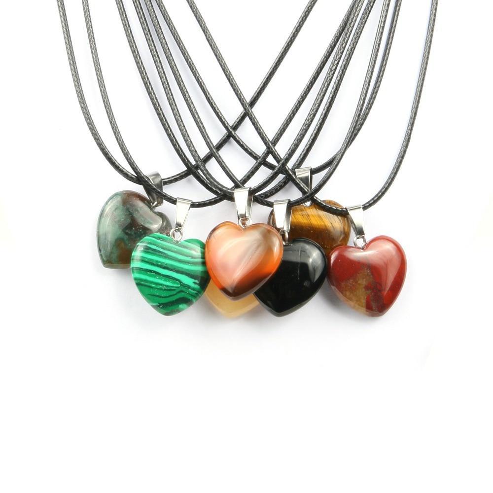 Natural Stone Heart Shape Necklace Pendant Necklaces Hi Beads Store