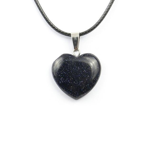 Natural Stone Heart Shape Necklace Pendant Necklaces Hi Beads Store Blue Sand Stone