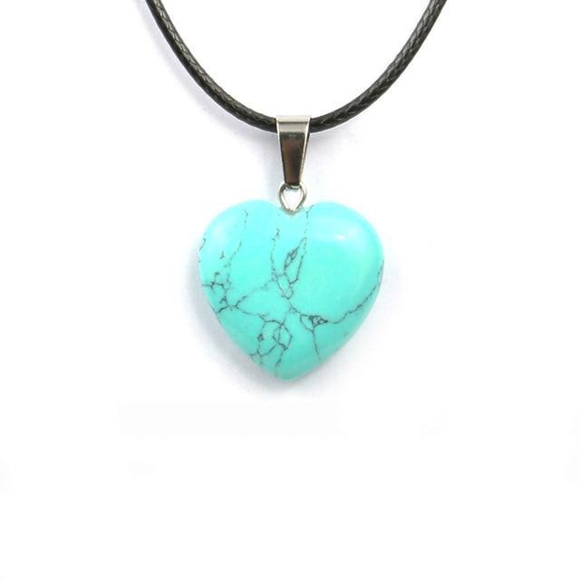 Natural Stone Heart Shape Necklace Pendant Necklaces Hi Beads Store Blue Turquoise