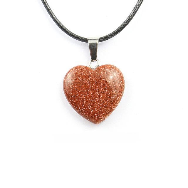 Natural Stone Heart Shape Necklace Pendant Necklaces Hi Beads Store Gold Sand Stone