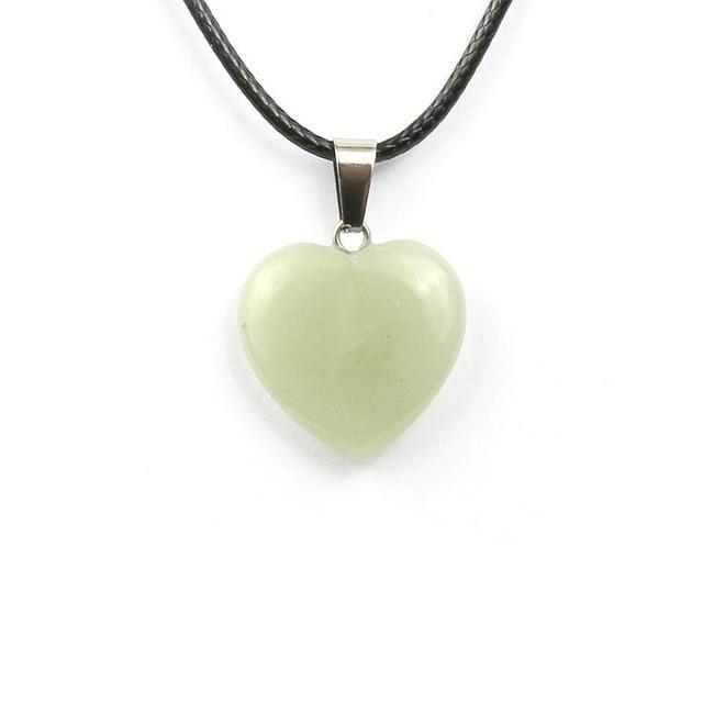 Natural Stone Heart Shape Necklace Pendant Necklaces Hi Beads Store Green Aventurine