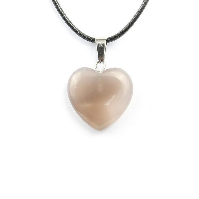 Natural Stone Heart Shape Necklace Pendant Necklaces Hi Beads Store Grey Agate