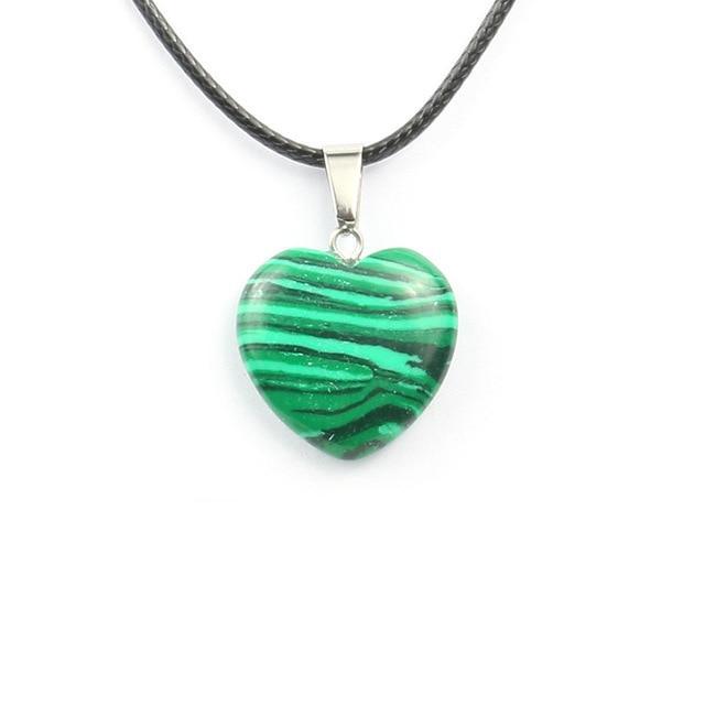 Natural Stone Heart Shape Necklace Pendant Necklaces Hi Beads Store Malachite