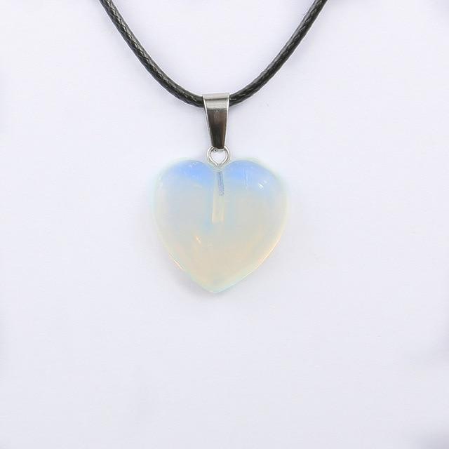 Natural Stone Heart Shape Necklace Pendant Necklaces Hi Beads Store Opal