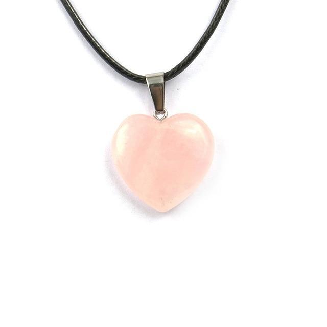 Natural Stone Heart Shape Necklace Pendant Necklaces Hi Beads Store Pink Crystal