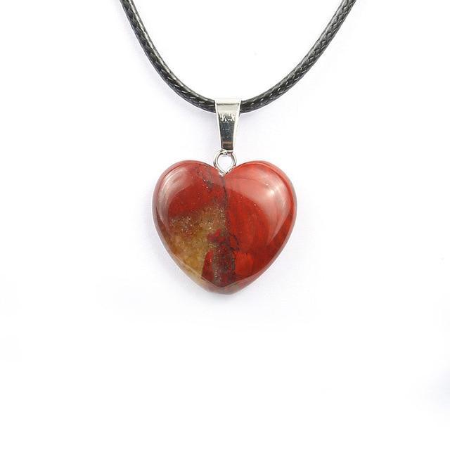 Natural Stone Heart Shape Necklace Pendant Necklaces Hi Beads Store Rainbow Stone