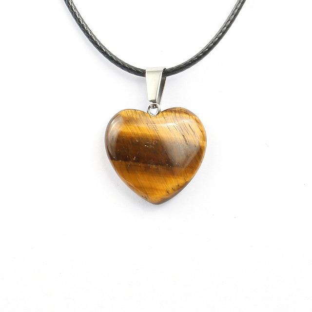 Natural Stone Heart Shape Necklace Pendant Necklaces Hi Beads Store Tiger Eye Stone