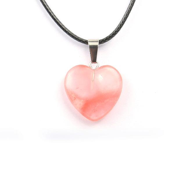 Natural Stone Heart Shape Necklace Pendant Necklaces Hi Beads Store Watermelon Red Stone