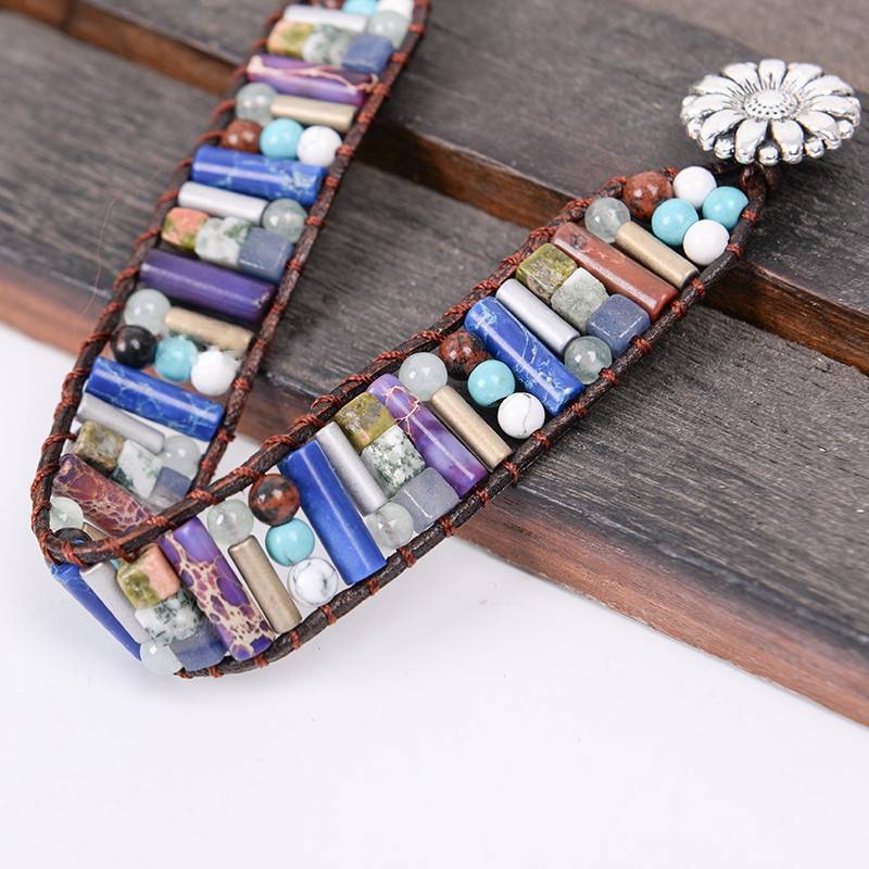 Natural Stone Leather Wrap Bracelet for Women Wrap Bracelets YGLINE Store