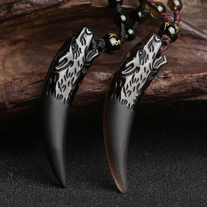 Natural Stone Wolf Tooth Necklace Pendant Necklaces GQTorch Official Store