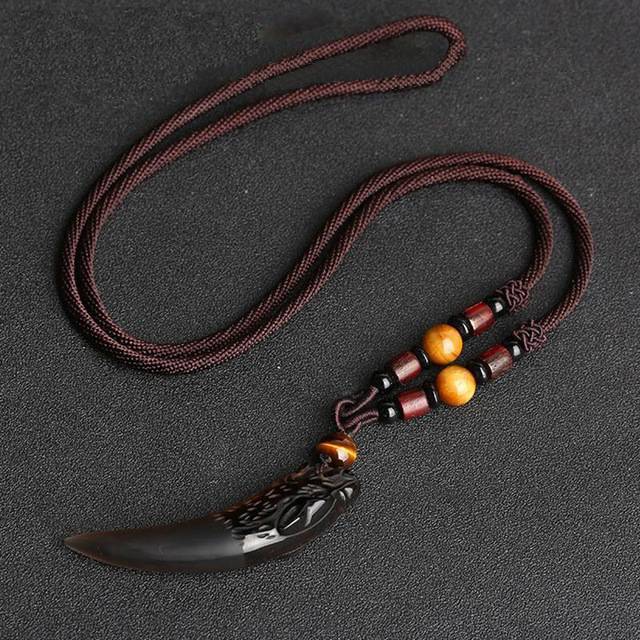Natural Stone Wolf Tooth Necklace Pendant Necklaces GQTorch Official Store