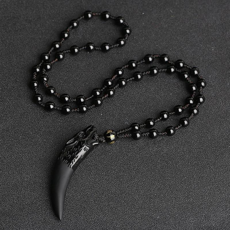 Natural Stone Wolf Tooth Necklace Pendant Necklaces GQTorch Official Store