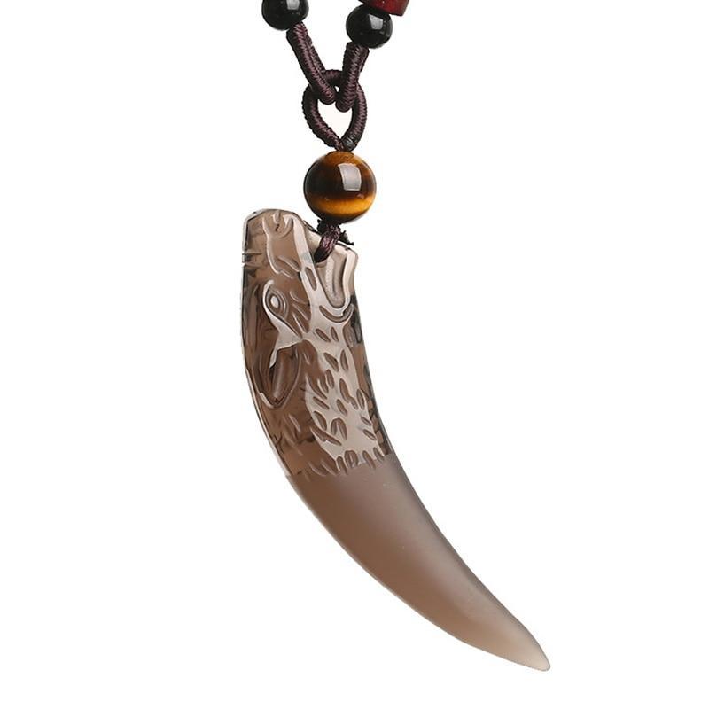 Natural Stone Wolf Tooth Necklace Pendant Necklaces GQTorch Official Store