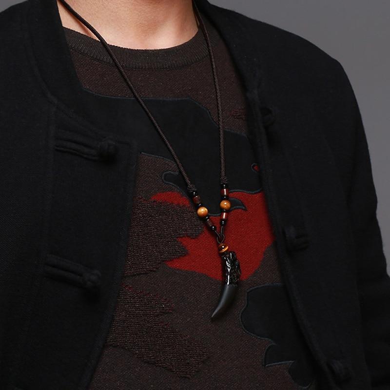 Natural Stone Wolf Tooth Necklace Pendant Necklaces GQTorch Official Store