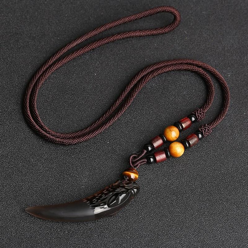 Natural Stone Wolf Tooth Necklace Pendant Necklaces GQTorch Official Store Large Ice Rope