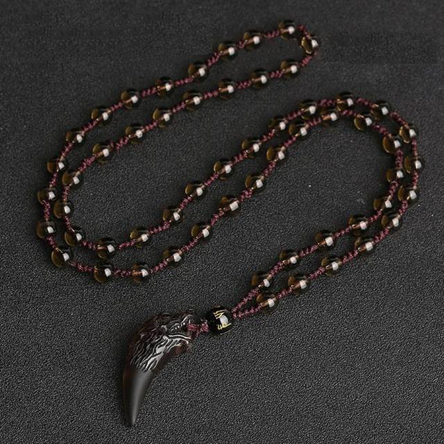 Natural Stone Wolf Tooth Necklace Pendant Necklaces GQTorch Official Store Small Ice Chain