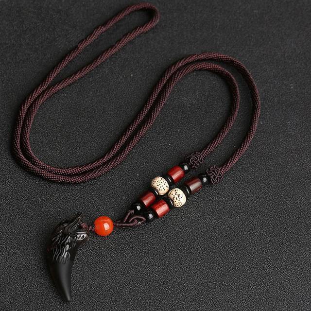 Natural Stone Wolf Tooth Necklace Pendant Necklaces GQTorch Official Store Small Ice Rope