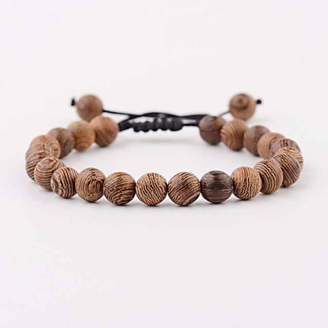 Natural Wood Beads Strand Bracelet For Meditation With Unisex Design Strand Bracelets Amander Jewellery Factory Outlets Store ABK040-1