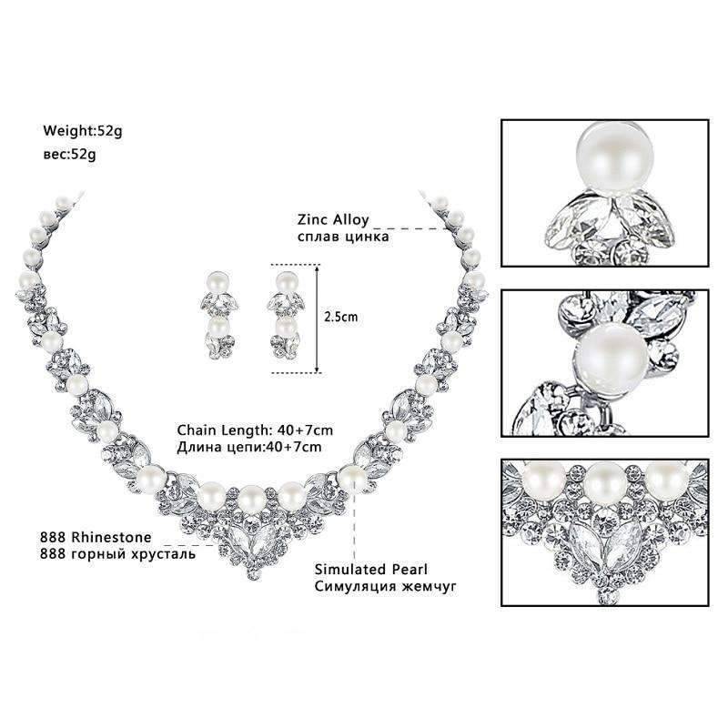 Necklace and Earring Bridal Jewelry Set With Clear Crystal For Women Bridal Jewelry Sets mecresh Official Store