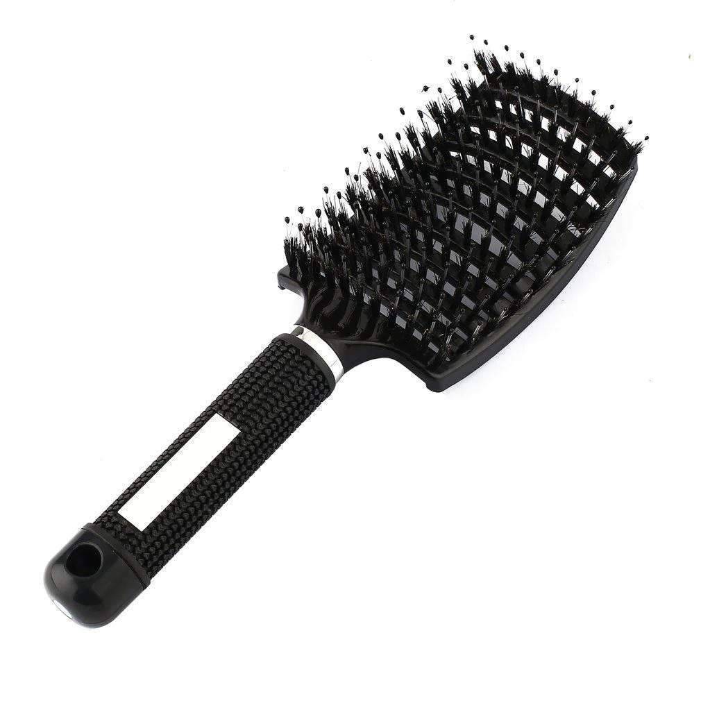 Nylon Hairbrush Scalp Massage Wet Curly Detangle Hair Comb Combs Henny Liu's store Black