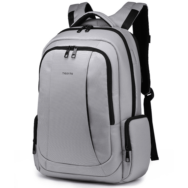 Nylon School and Laptop Backpack Backpacks tigernu Official Store Silver Grey 15.6inch