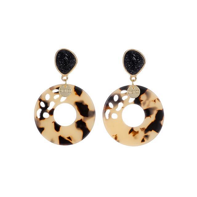 Oval Tortoiseshell Dangle Earrings Drop Earrings onekiss Official Store 10289