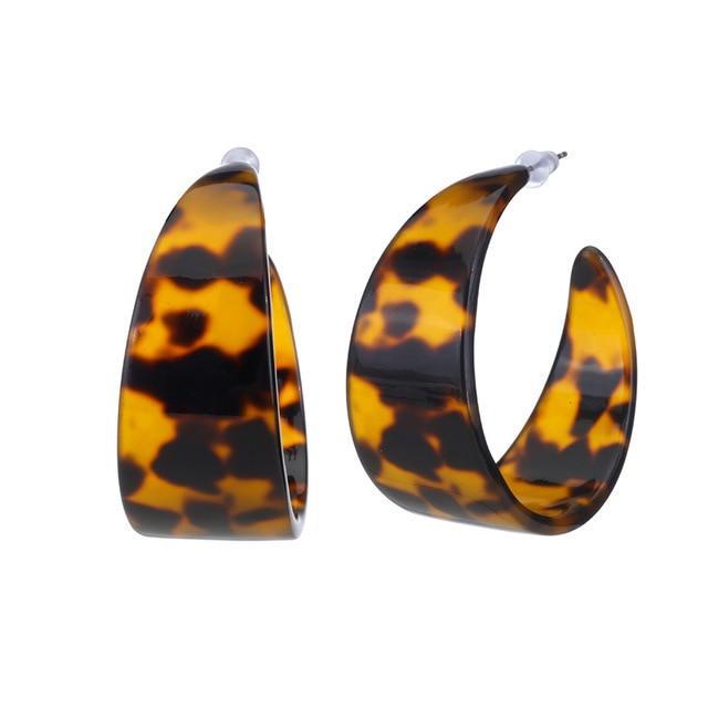 Oval Tortoiseshell Dangle Earrings Drop Earrings onekiss Official Store 10361