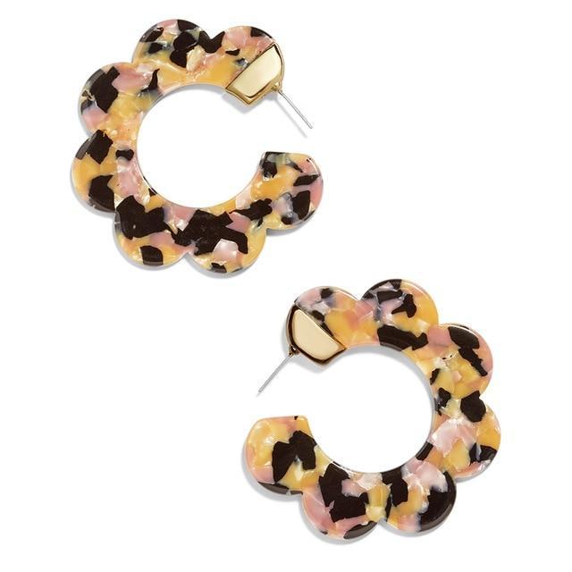 Oval Tortoiseshell Dangle Earrings Drop Earrings onekiss Official Store 10405
