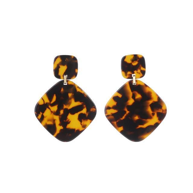 Oval Tortoiseshell Dangle Earrings Drop Earrings onekiss Official Store 104201