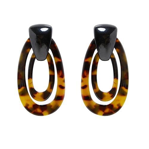 Oval Tortoiseshell Dangle Earrings Drop Earrings onekiss Official Store 10540