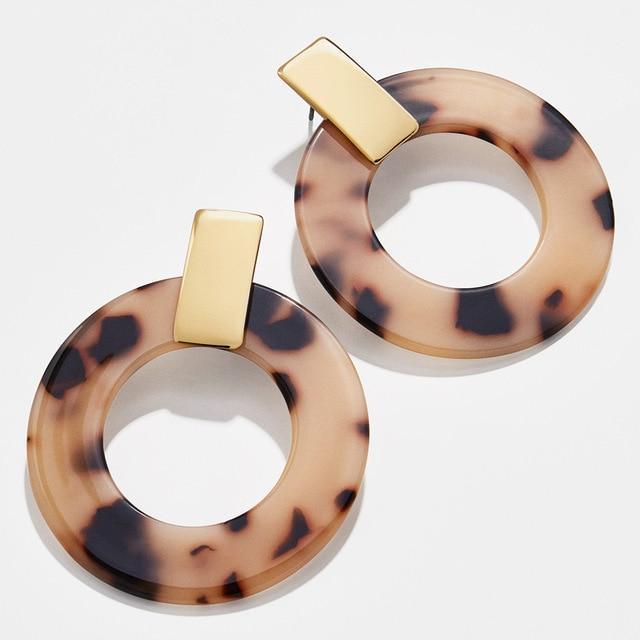Oval Tortoiseshell Dangle Earrings Drop Earrings onekiss Official Store 10549