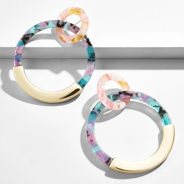 Oval Tortoiseshell Dangle Earrings Drop Earrings onekiss Official Store 107032