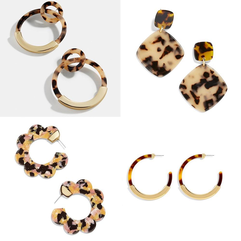 Oval Tortoiseshell Dangle Earrings Drop Earrings onekiss Official Store