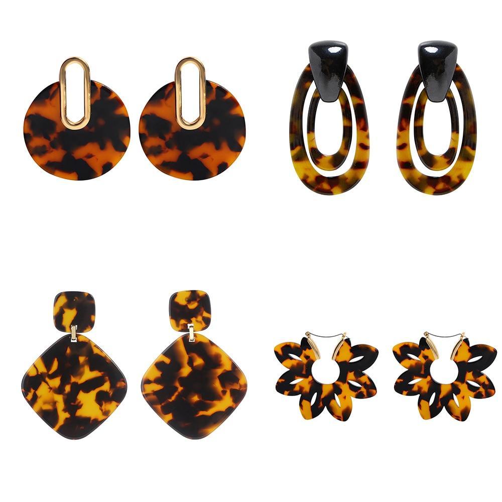 Oval Tortoiseshell Dangle Earrings Drop Earrings onekiss Official Store