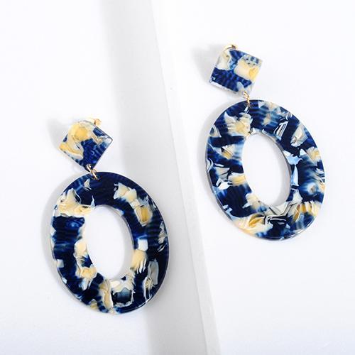 Oval Tortoiseshell Dangle Earrings Drop Earrings onekiss Official Store Blue