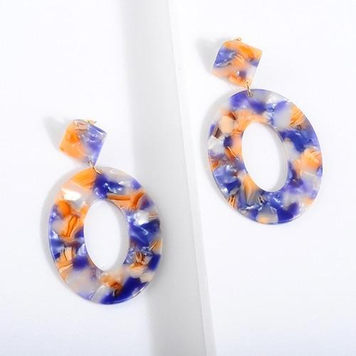 Oval Tortoiseshell Dangle Earrings Drop Earrings onekiss Official Store colour