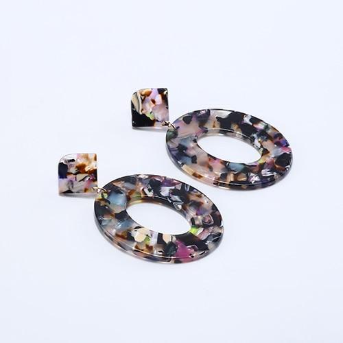 Oval Tortoiseshell Dangle Earrings Drop Earrings onekiss Official Store Colourful