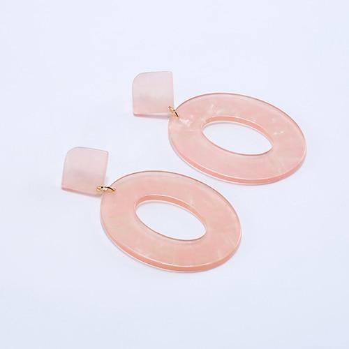Oval Tortoiseshell Dangle Earrings Drop Earrings onekiss Official Store Pink